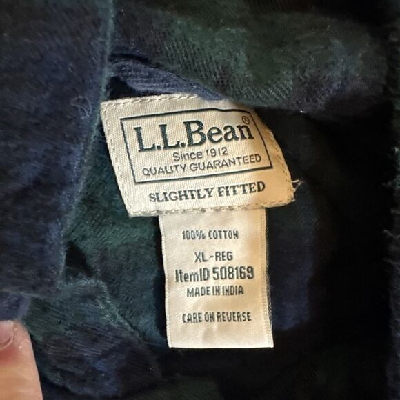 L.L.Bean Jacket Pullover With Hoodie Green And Blue Plaid Men’s Sz XL - Picture 5 of 7